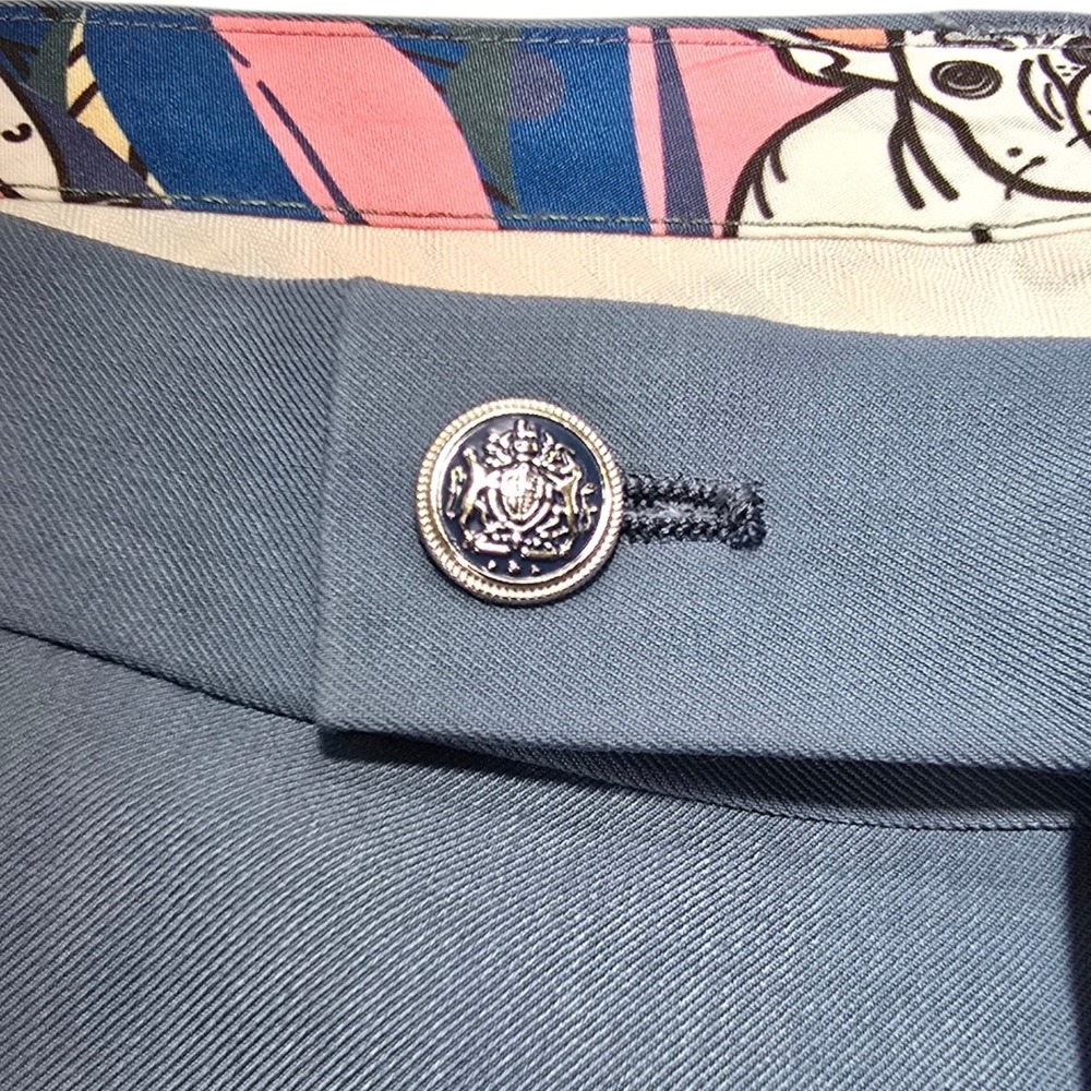 Paisley Gray Dress Pants Mens 36 Blue Grey Rayon Blend Flat Front Classic Career - Picture 6 of 11